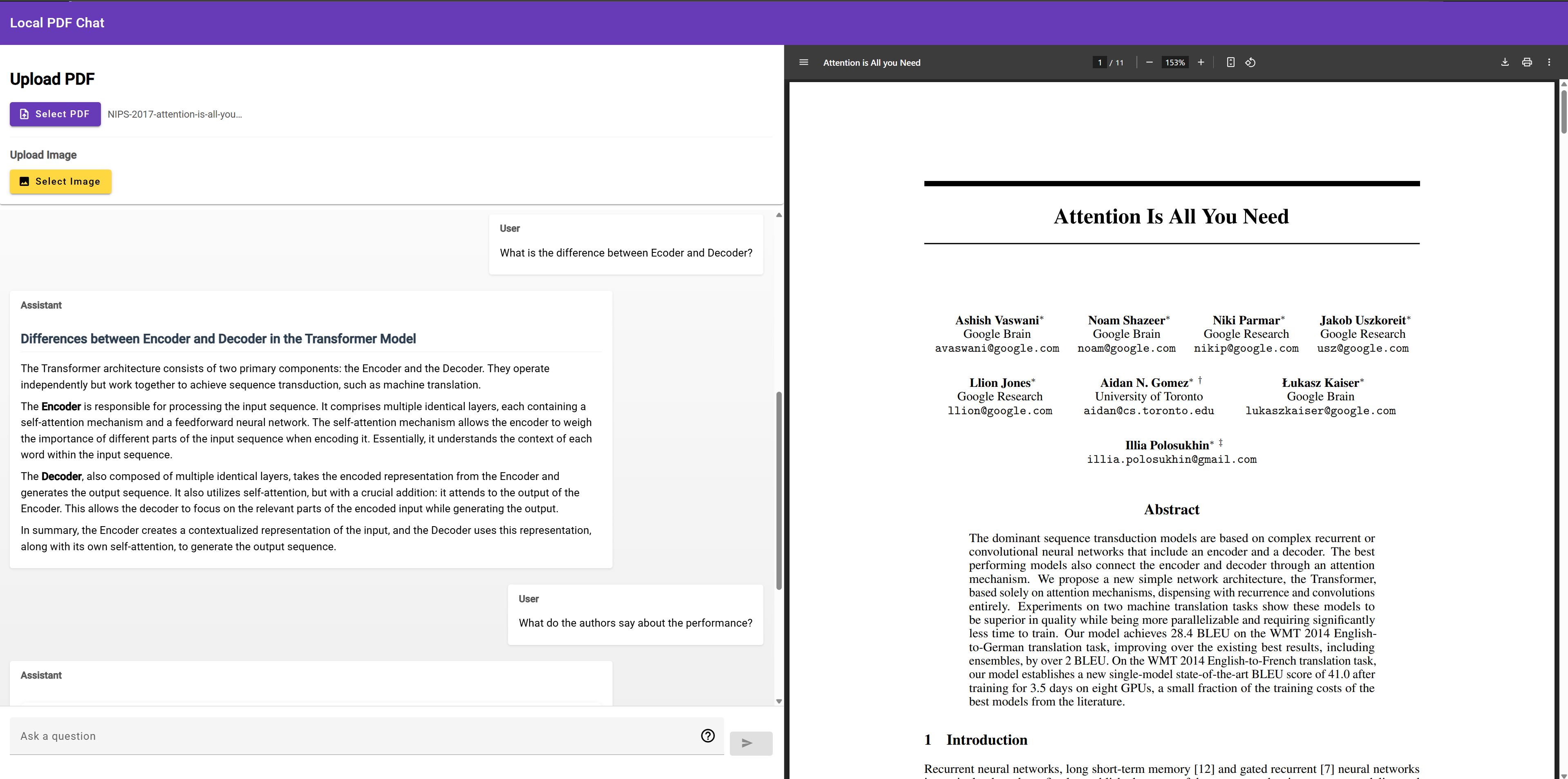 PDF Chat Frontend - Übersicht der Angular-Anwendung mit PDF-Upload und Analyse-Funktionen